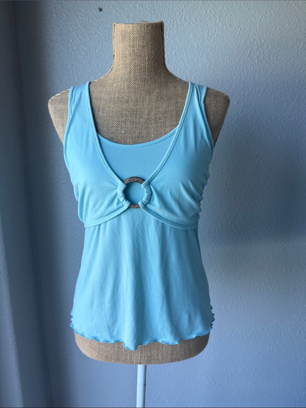 Cato Sky Blue Ring-Front Tank Top